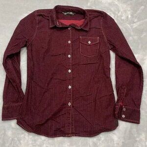 Woolrich Shirt Womens Small Red Black Long Sleeve Button Pocket Outdoor Casual